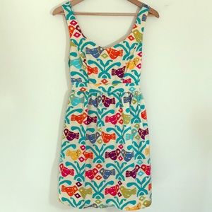 Judith March boho dress with birds tie back size M